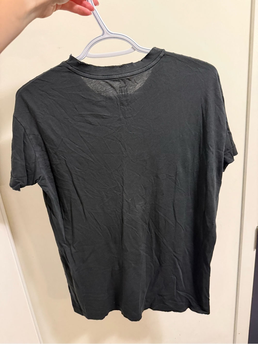 Aerie Black Wash Crew Neck T-Shirt -frayed edges, fits like a small - Picture 2 of 2